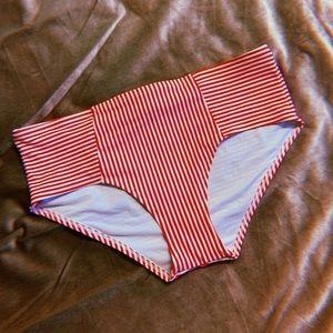 Red and white striped Aerie bikini bottoms